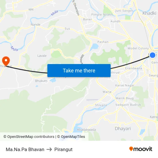 Ma.Na.Pa Bhavan to Pirangut map