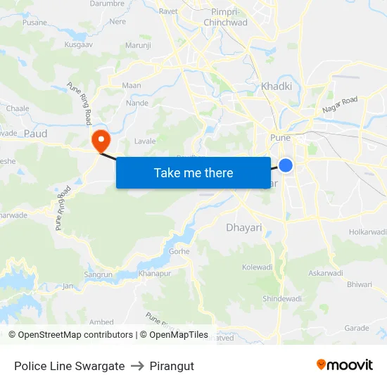 Police Line Swargate to Pirangut map
