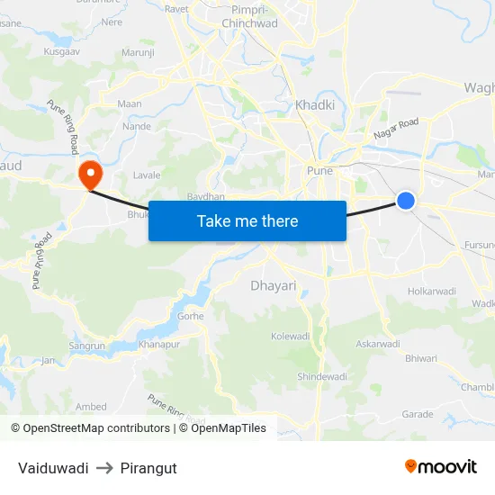 Vaiduwadi to Pirangut map