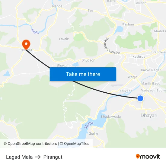 Lagad Mala to Pirangut map