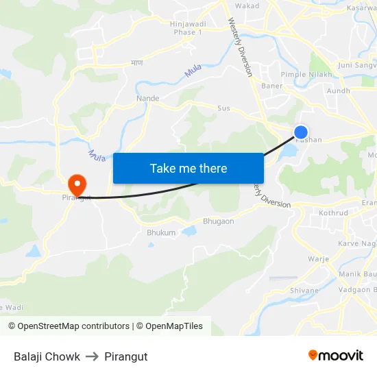 Balaji Chowk to Pirangut map