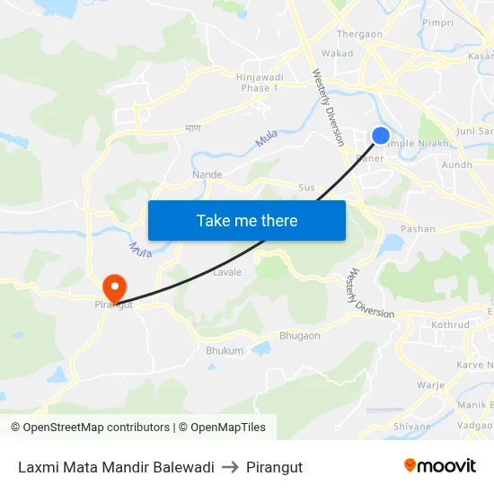 Laxmi Mata Mandir Balewadi to Pirangut map