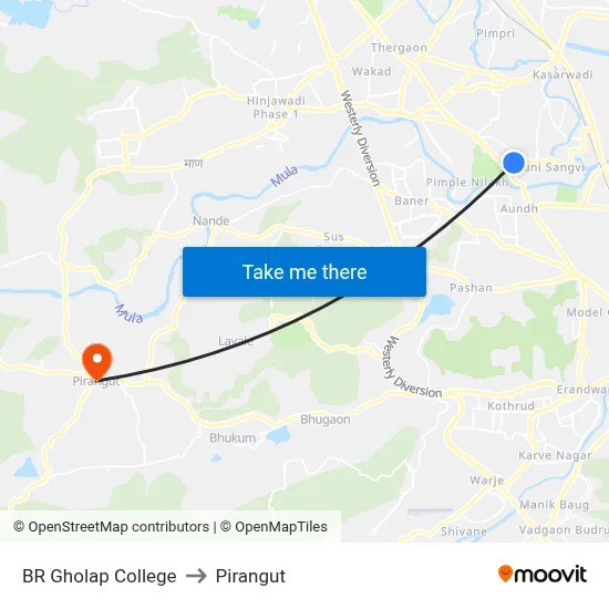 BR Gholap College to Pirangut map