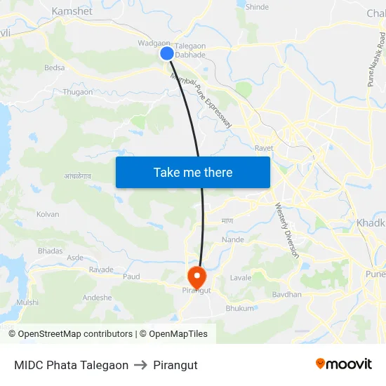 MIDC Phata Talegaon to Pirangut map