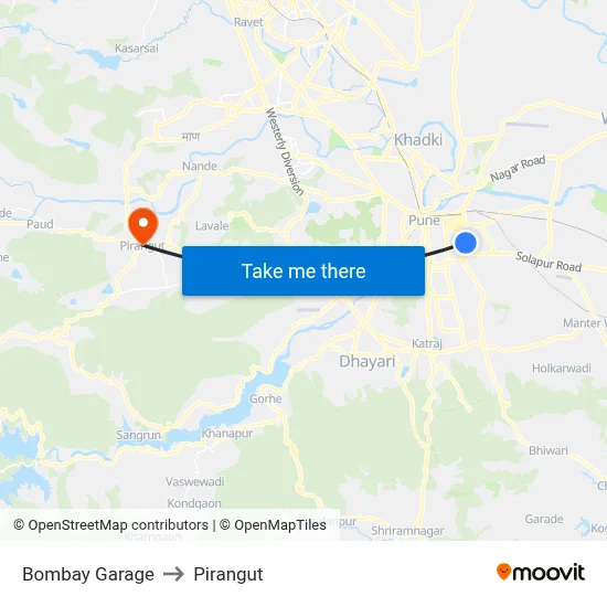 Bombay Garage to Pirangut map