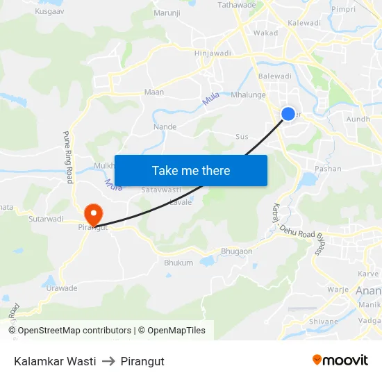 Kalamkar Wasti to Pirangut map