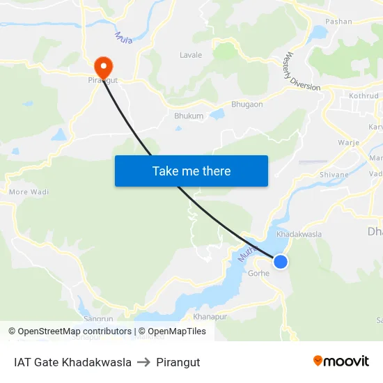 IAT Gate Khadakwasla to Pirangut map