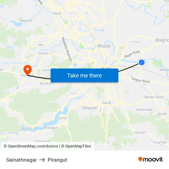 Sainathnagar to Pirangut map
