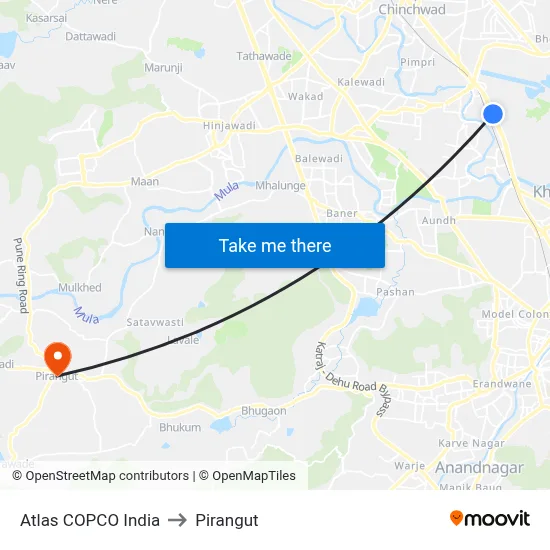 Atlas COPCO India to Pirangut map