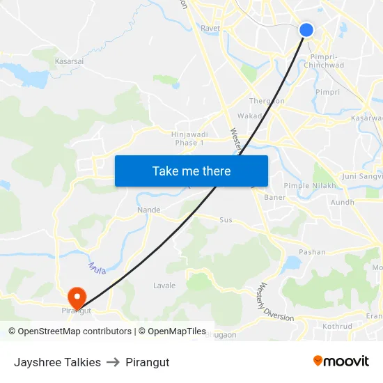 Jayshree Talkies to Pirangut map