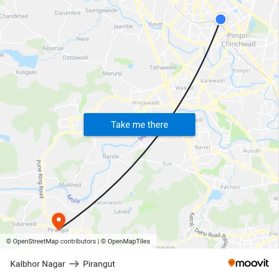 Kalbhor Nagar to Pirangut map