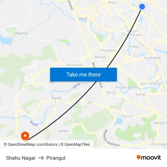 Shahu Nagar to Pirangut map