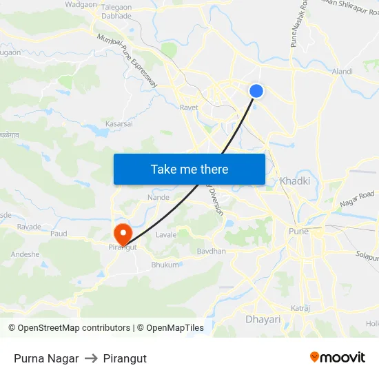 Purna Nagar to Pirangut map