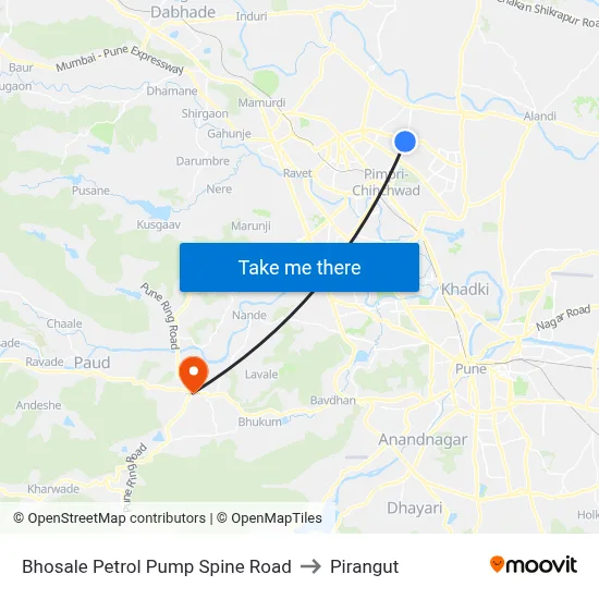 Bhosale Petrol Pump Spine Road to Pirangut map