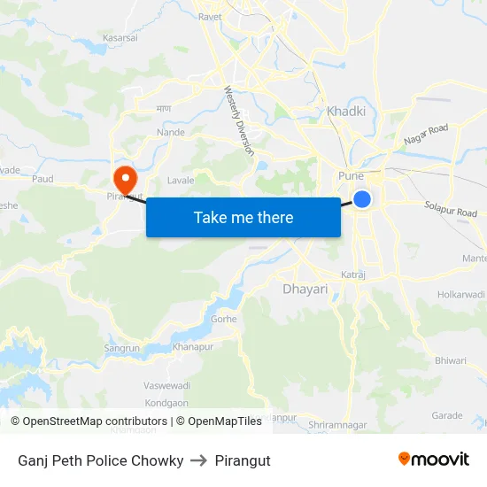 Ganj Peth Police Chowky to Pirangut map