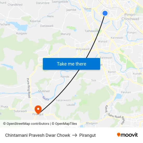 Chintamani Pravesh Dwar Chowk to Pirangut map