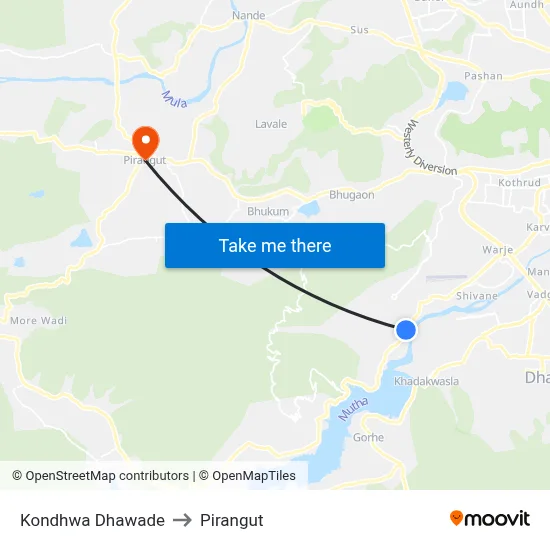 Kondhwa Dhawade to Pirangut map