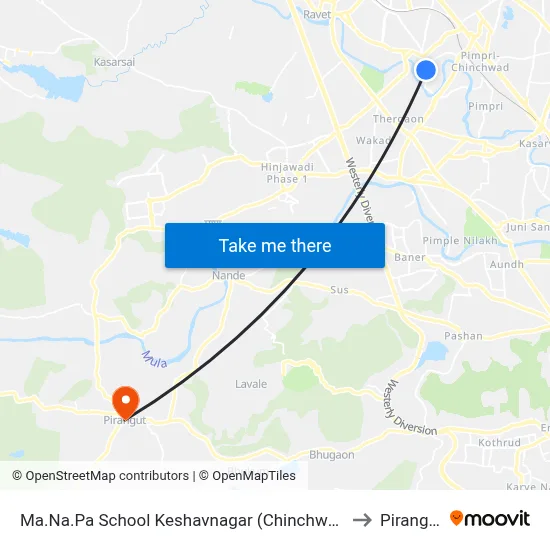 Ma.Na.Pa School Keshavnagar (Chinchwad) to Pirangut map