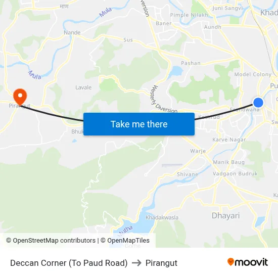 Deccan Corner (To Paud Road) to Pirangut map