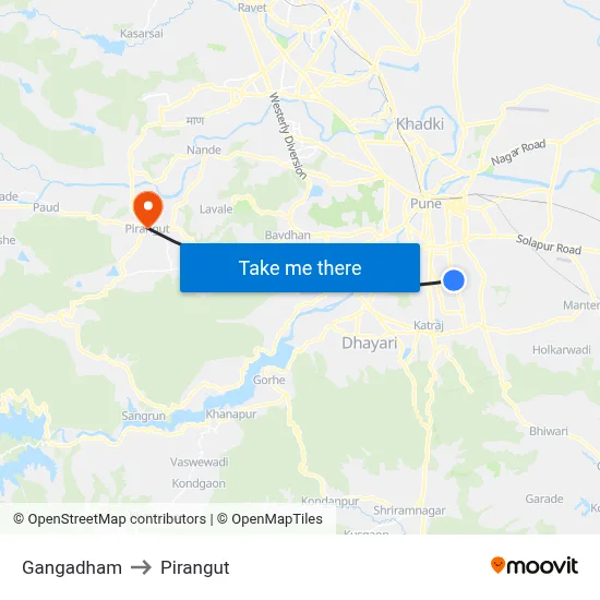 Gangadham to Pirangut map