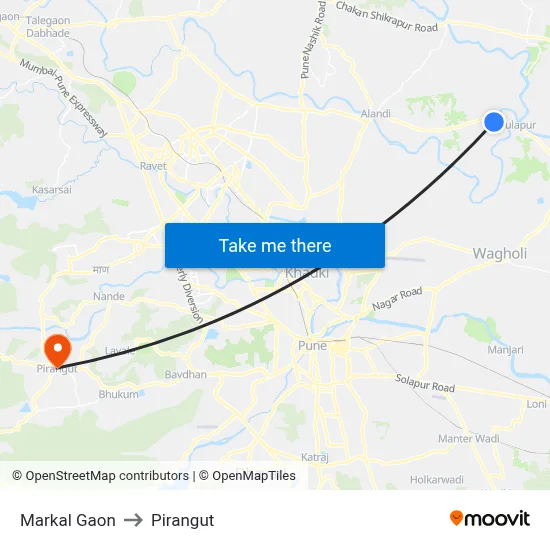 Markal Gaon to Pirangut map