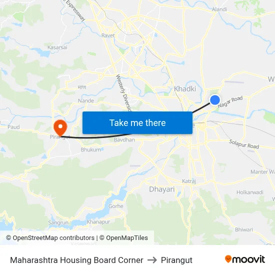 Maharashtra Housing Board Corner to Pirangut map
