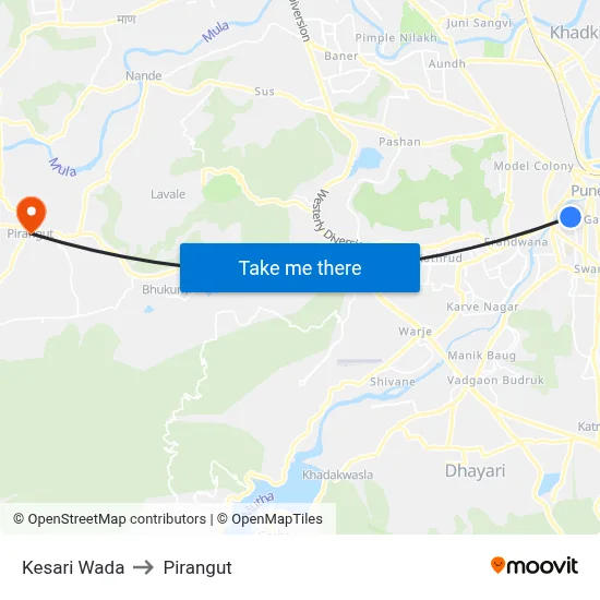 Kesari Wada to Pirangut map