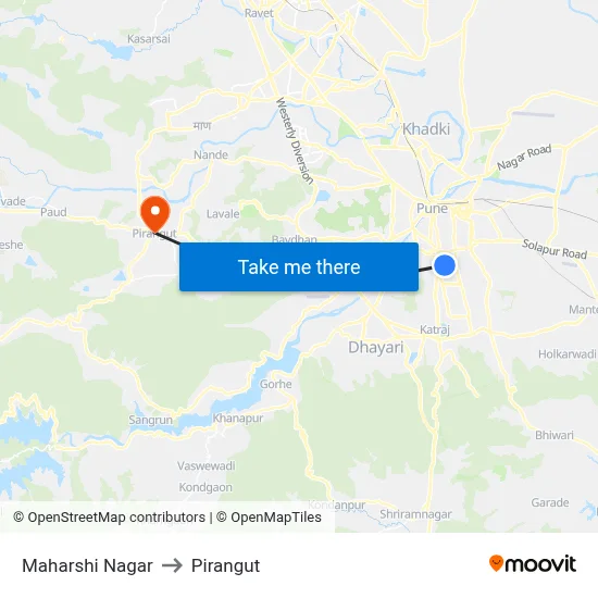 Maharshi Nagar to Pirangut map