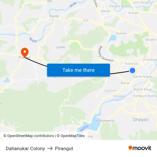 Dahanukar Colony to Pirangut map