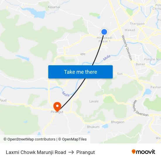 Laxmi Chowk Marunji Road to Pirangut map