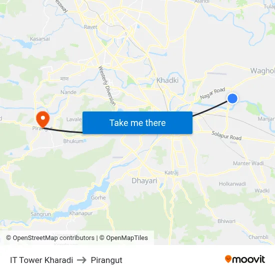 IT Tower Kharadi to Pirangut map
