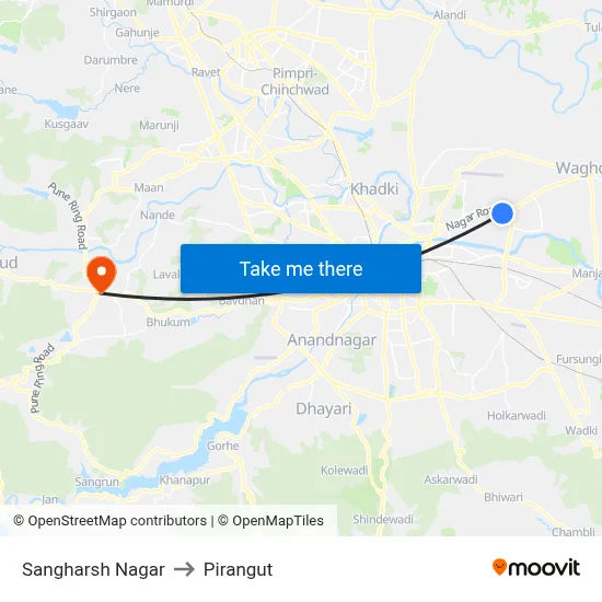 Sangharsh Nagar to Pirangut map