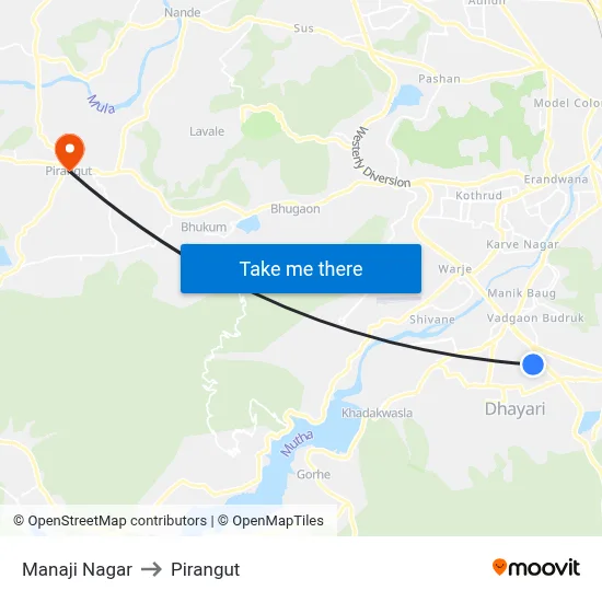 Manaji Nagar to Pirangut map