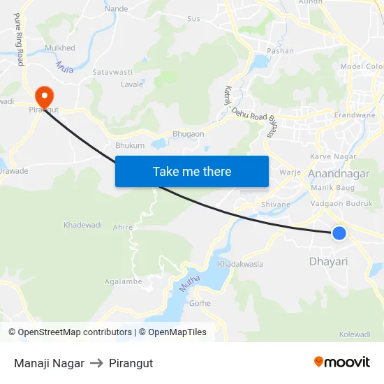 Manaji Nagar to Pirangut map