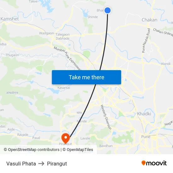 Vasuli Phata to Pirangut map