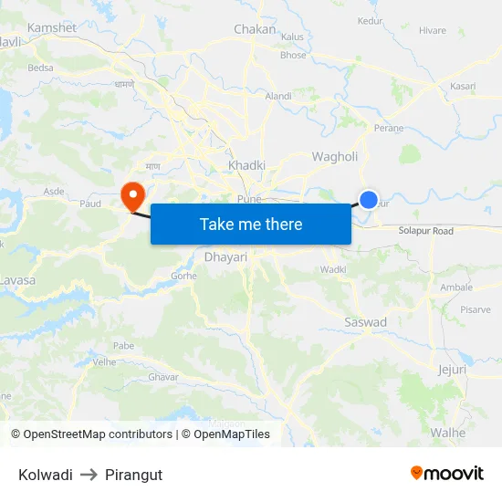 Kolwadi to Pirangut map