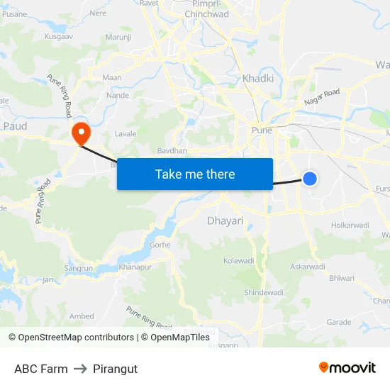ABC Farm to Pirangut map