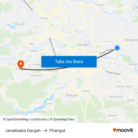 Janakbaba Dargah to Pirangut map