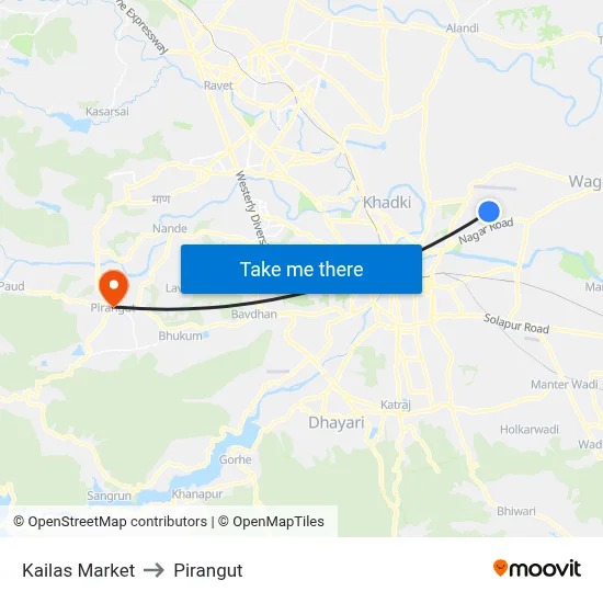 Kailas Market to Pirangut map