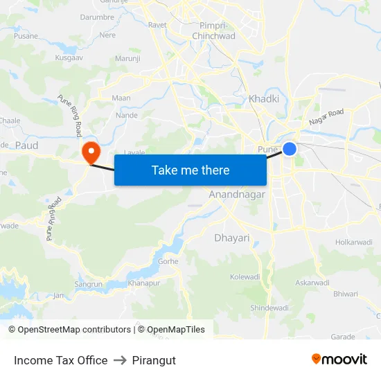Income Tax Office to Pirangut map
