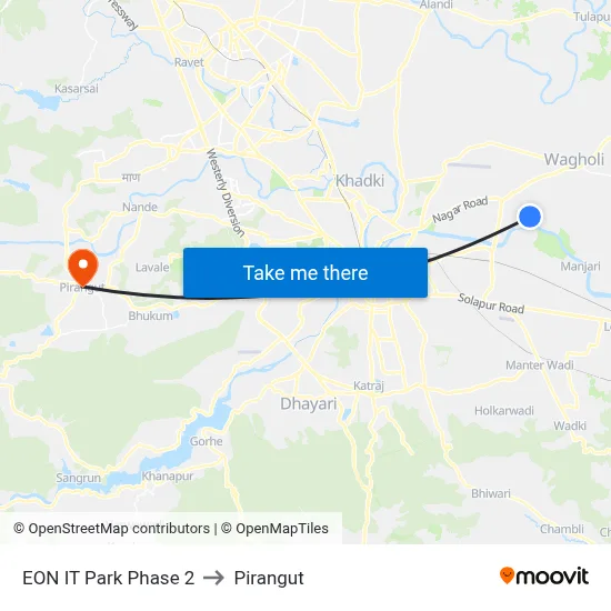 EON IT Park Phase 2 to Pirangut map