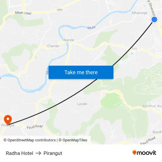 Radha Hotel to Pirangut map