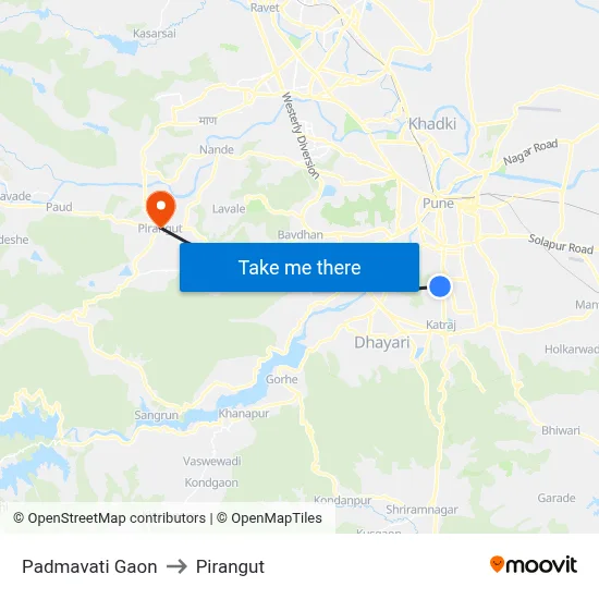 Padmavati Gaon to Pirangut map