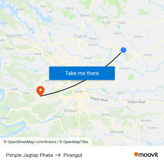 Pimple Jagtap Phata to Pirangut map
