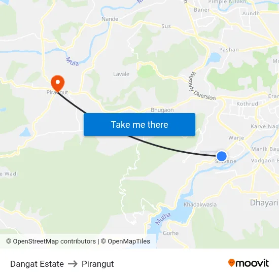 Dangat Estate to Pirangut map