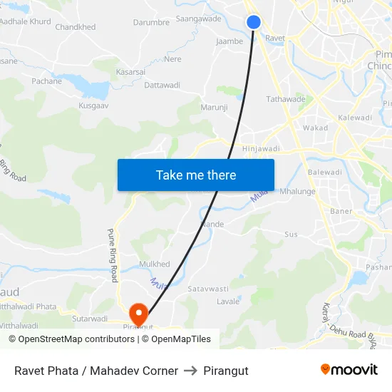 Ravet Phata / Mahadev Corner to Pirangut map