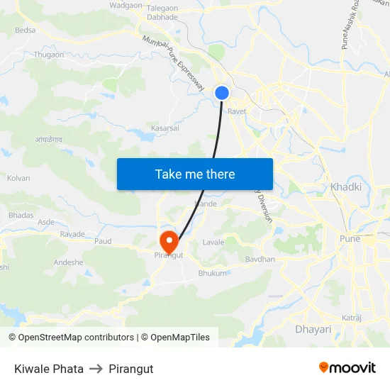 Kiwale Phata to Pirangut map