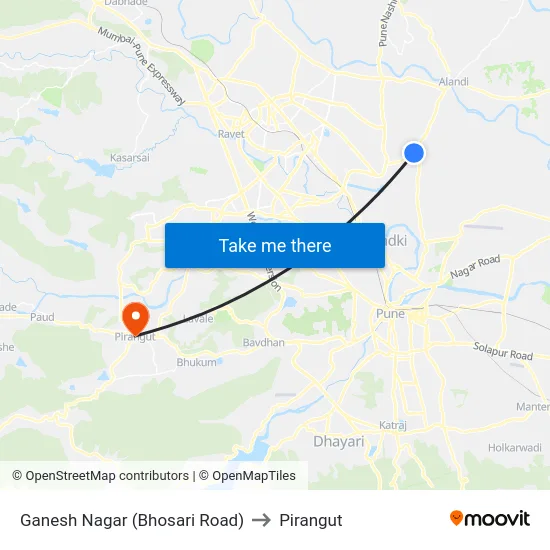 Ganesh Nagar (Bhosari Road) to Pirangut map