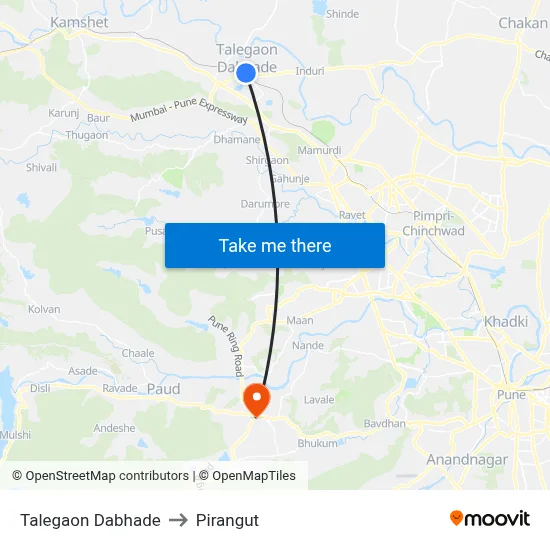 Talegaon Dabhade to Pirangut map