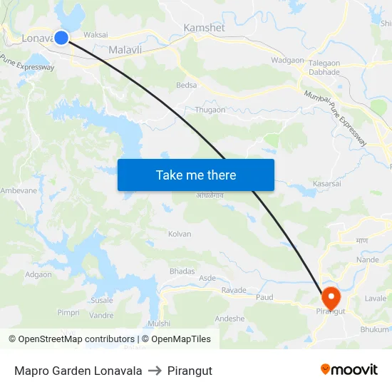 Mapro Garden Lonavala to Pirangut map